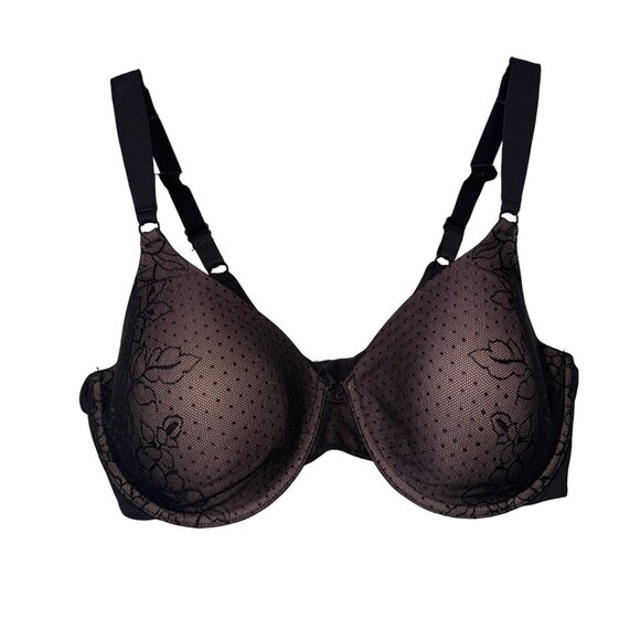 Olga Embroidered Lace Underwire Bra 42C In Black - Picture 1 of 6